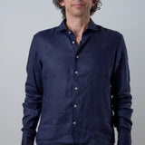 Camicia lino blu