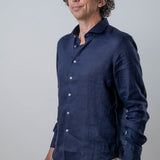 Camicia lino blu