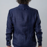 Camicia lino blu