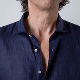 Camicia lino blu