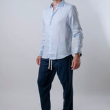 Camicia lino azzurro