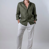 Camicia lino verde