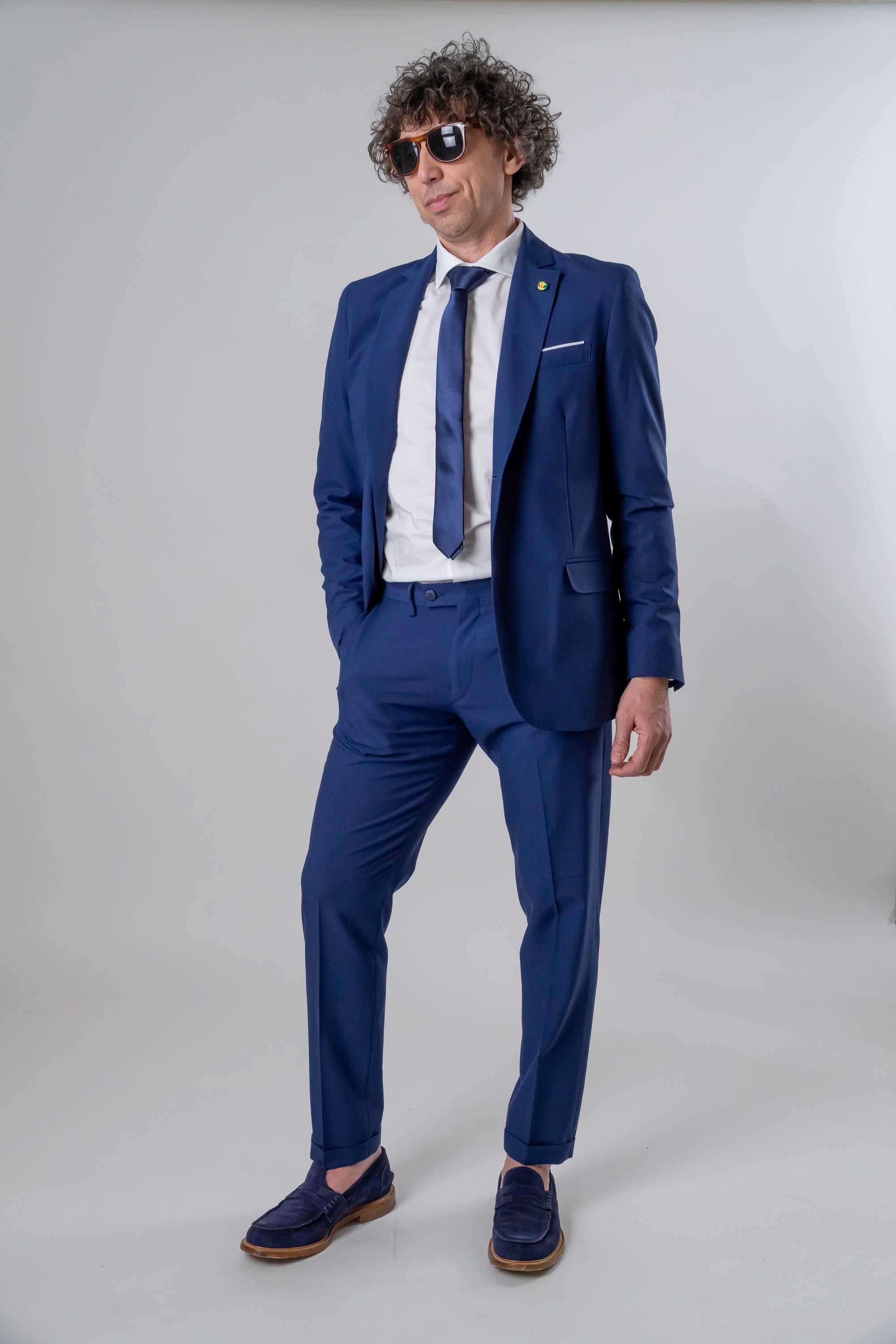 Abito mono petto blu