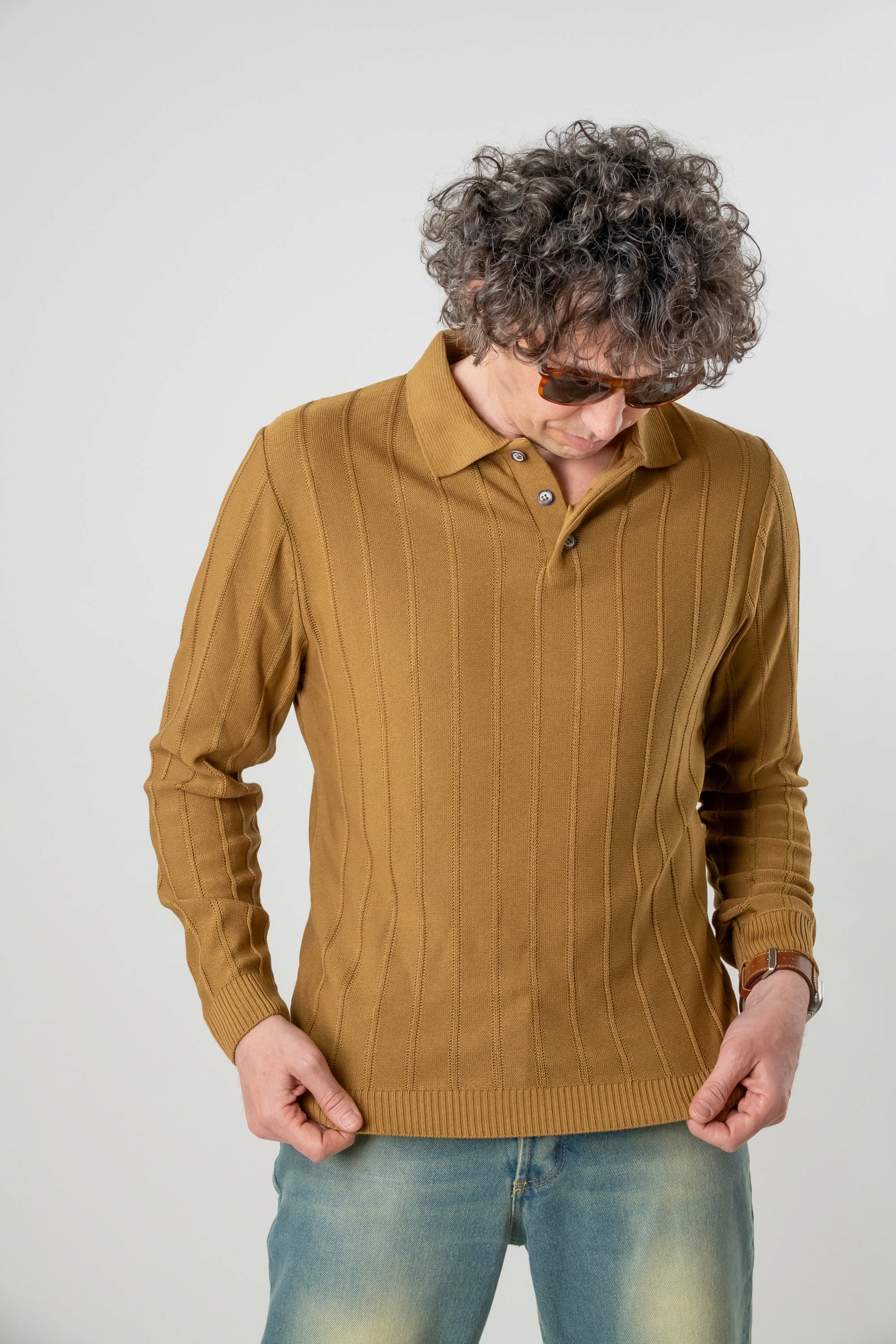 Polo maniche lunghe marrone