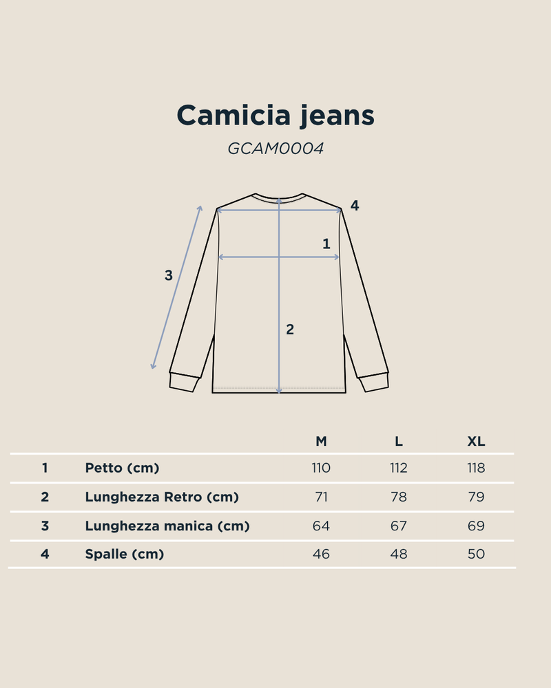 Tabella taglie per Camicia jeans