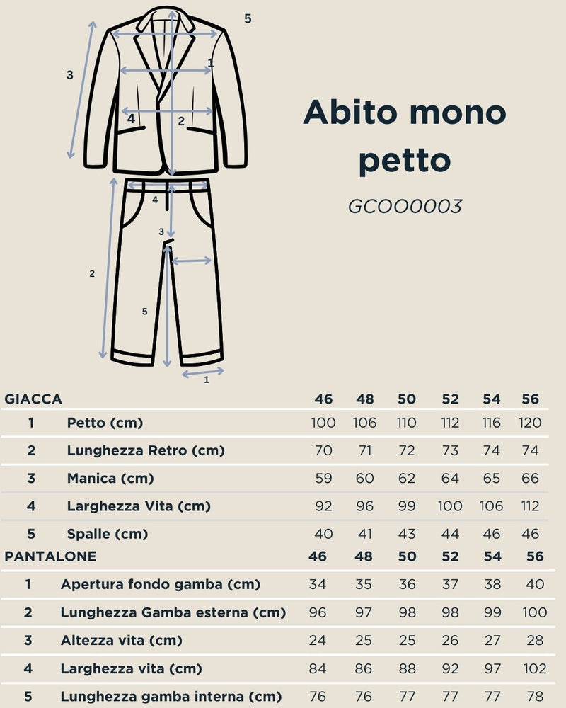 Tabella taglie per Abito mono petto blu