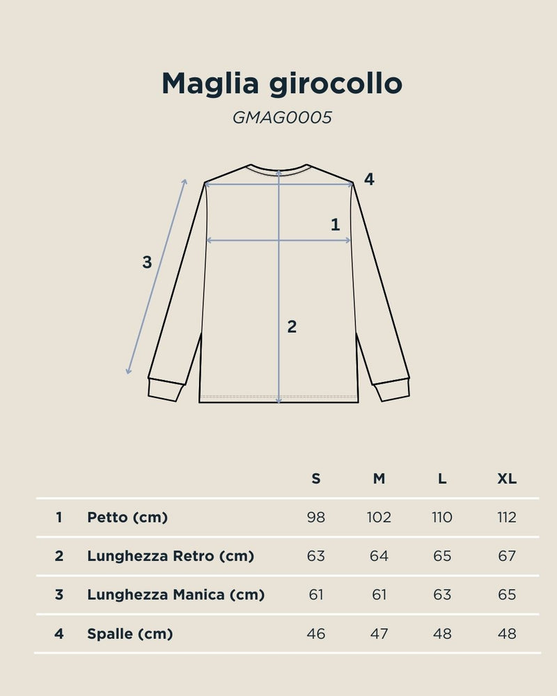 Tabella taglie per Maglia girocollo blu
