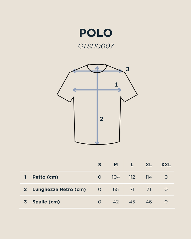 Tabella taglie per Polo in maglia blu