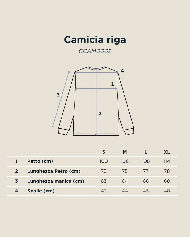 Tabella taglie per Camicia riga bordeaux