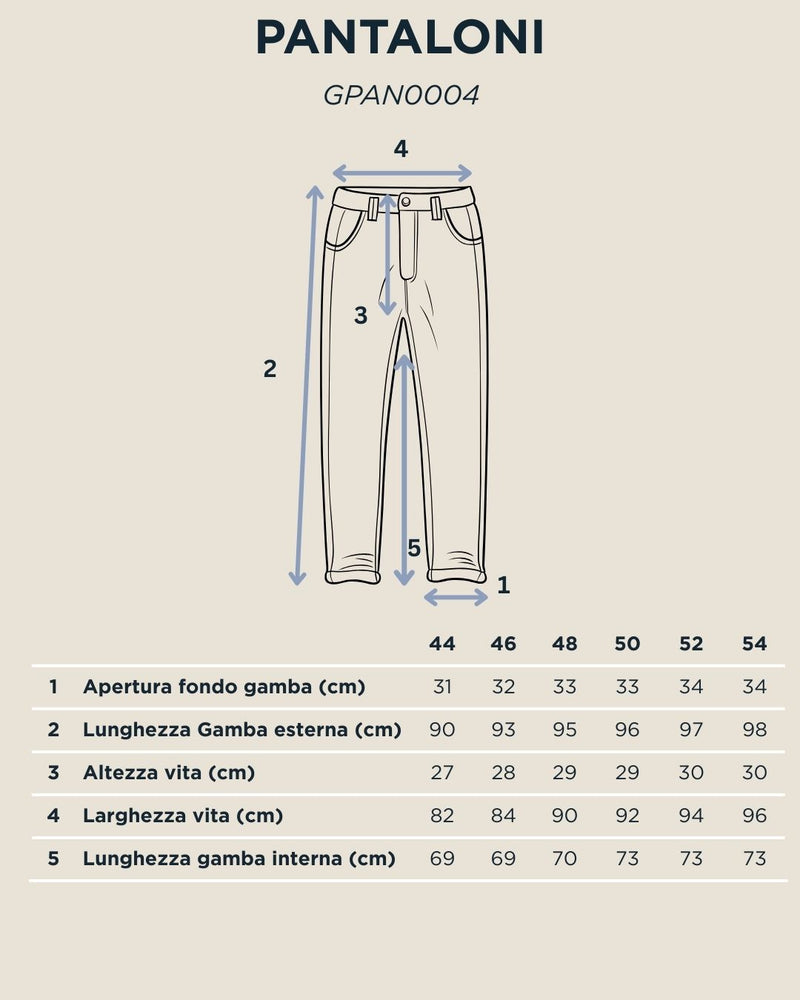 Tabella taglie per Pantalone capri nero