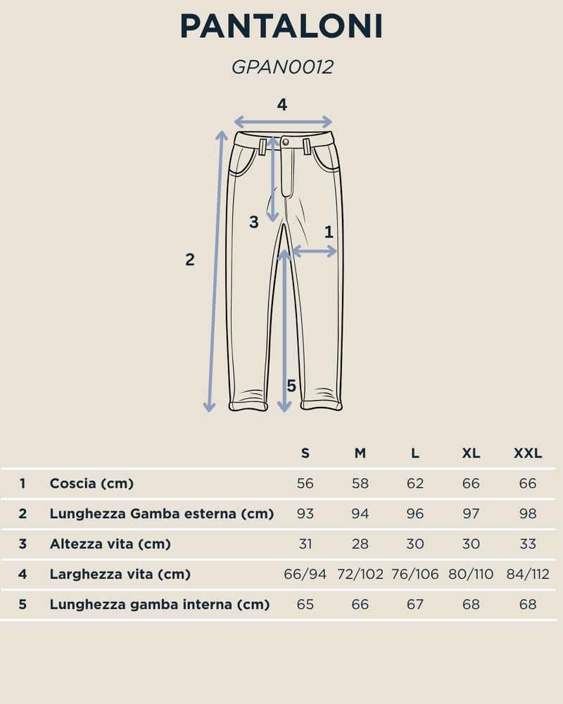 Tabella taglie per Pantalaccio Portofino Moro