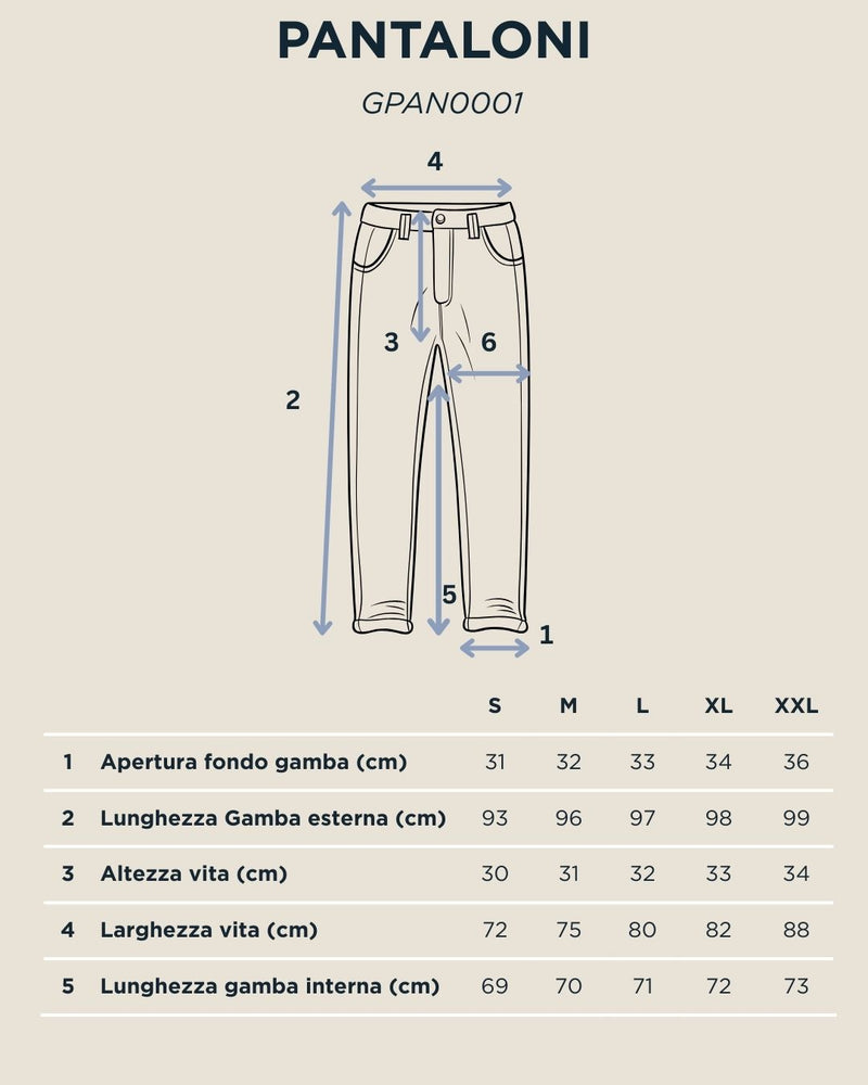 Tabella taglie per Pantalaccio capri bianco