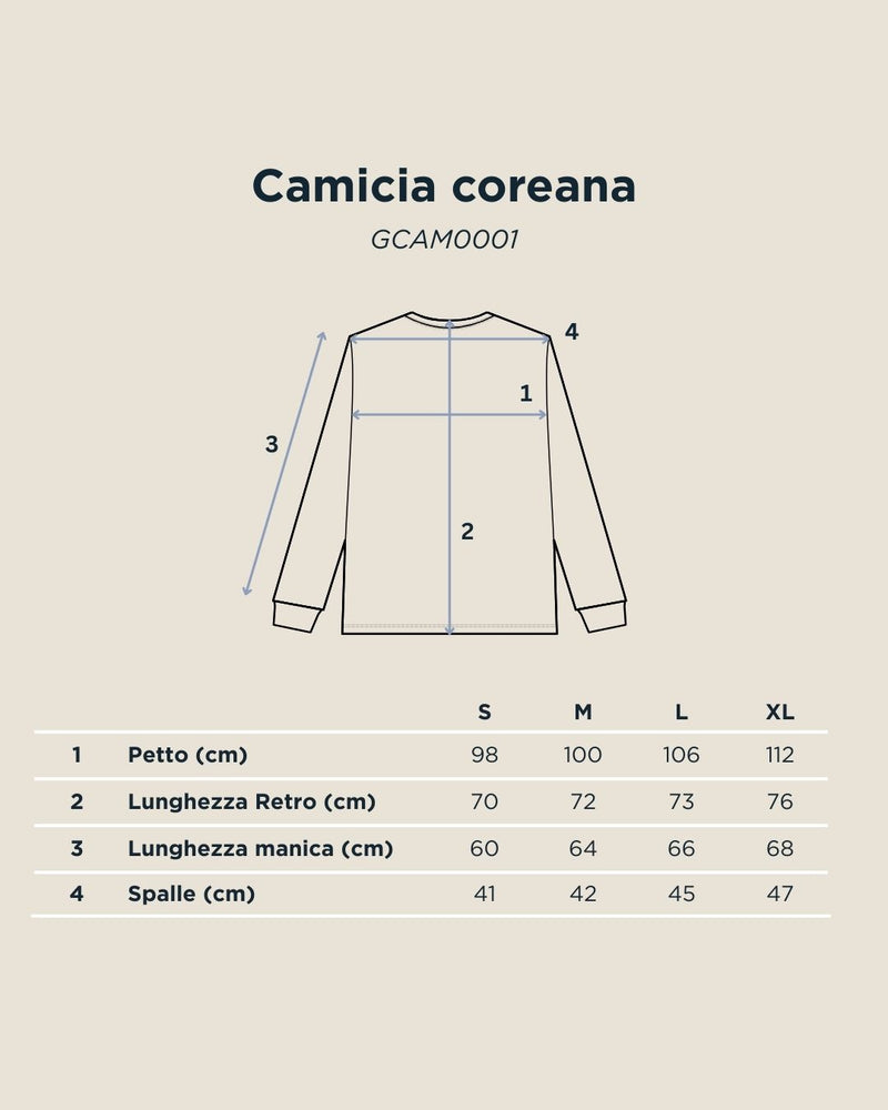 Tabella taglie per Camicia coreana blu